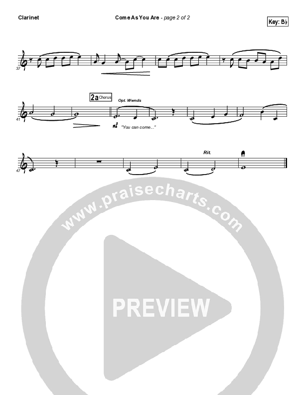 Come As You Are Clarinet (Pocket Full Of Rocks)