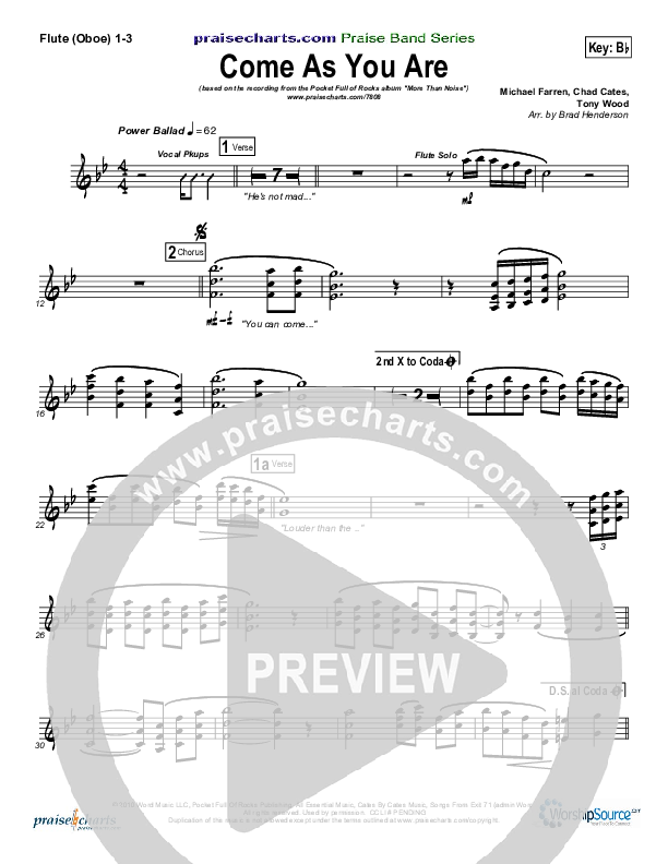 Come As You Are Flute/Oboe 1/2/3 (Pocket Full Of Rocks)