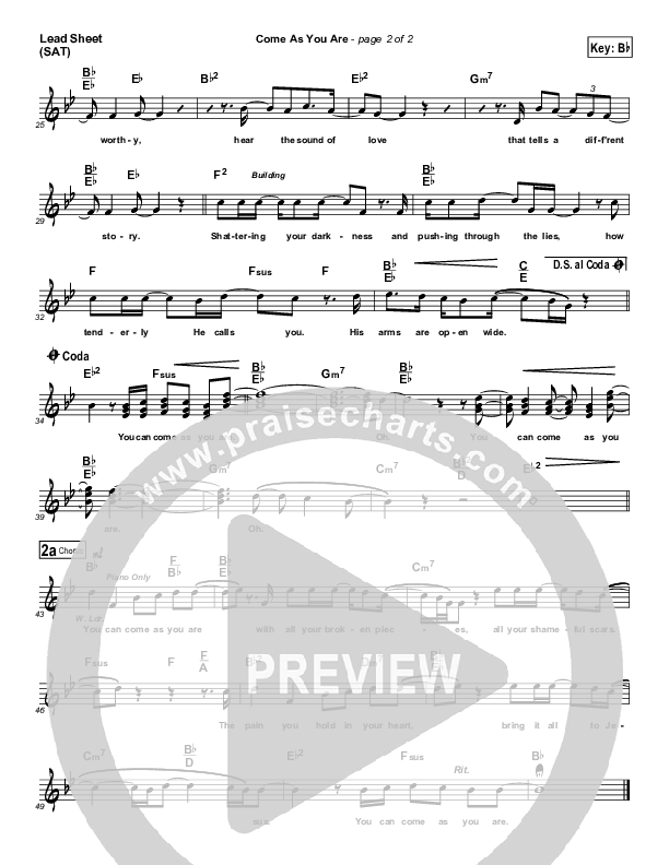 Come As You Are Lead Sheet (SAT) (Pocket Full Of Rocks)