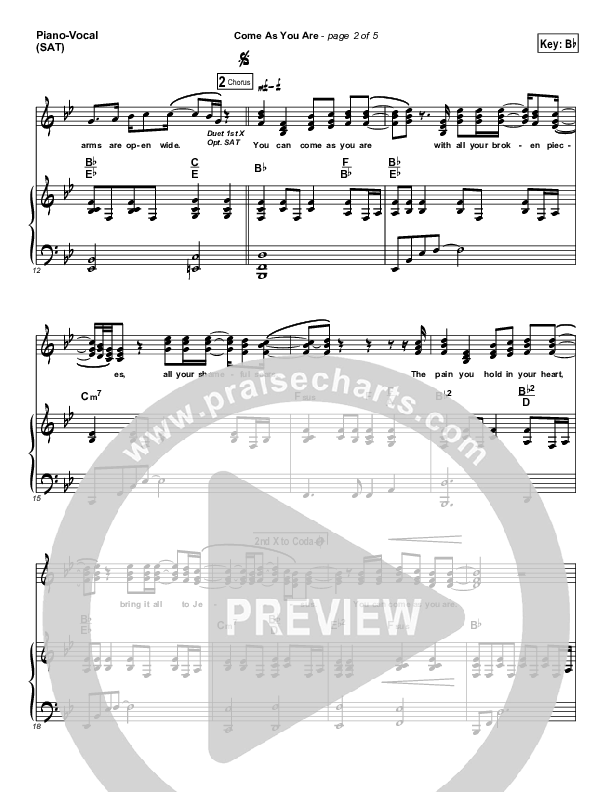 Come As You Are Piano/Vocal (SAT) (Pocket Full Of Rocks)