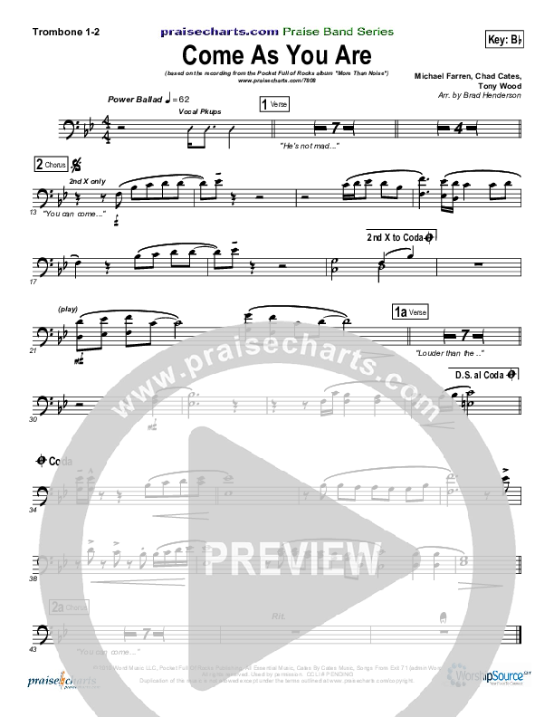 Come As You Are Trombone 1/2 (Pocket Full Of Rocks)