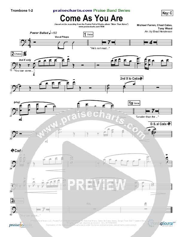 Come As You Are Trombone 1/2 (Pocket Full Of Rocks)