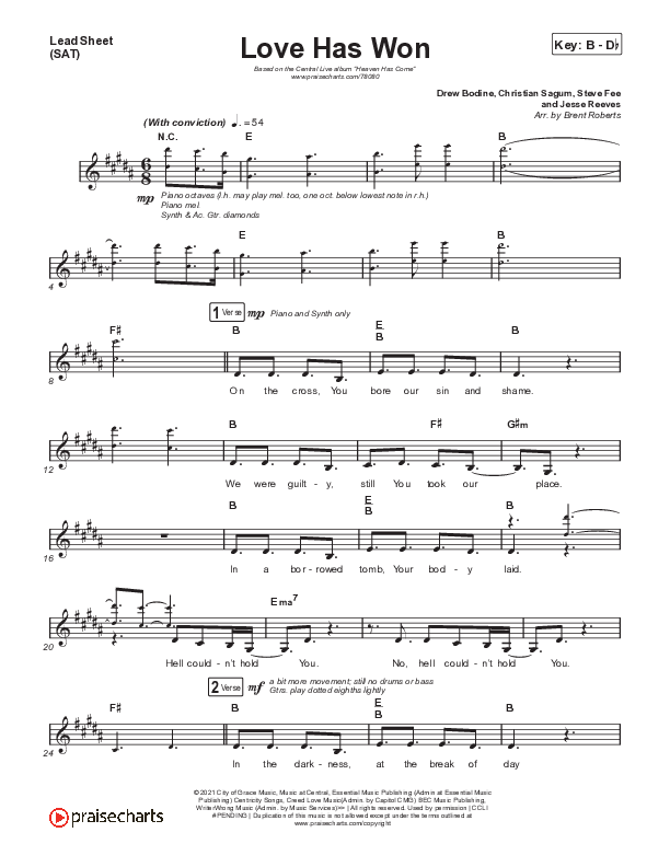 Love Has Won Lead Sheet (SAT) (Central Live)