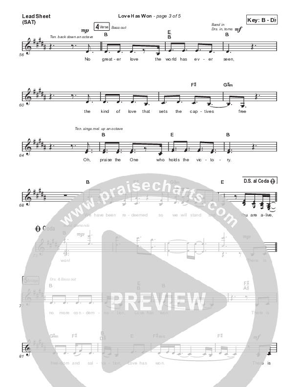 Love Has Won Lead Sheet (SAT) (Central Live)