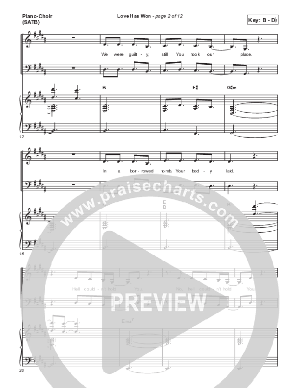 Love Has Won Piano/Vocal (SATB) (Central Live)