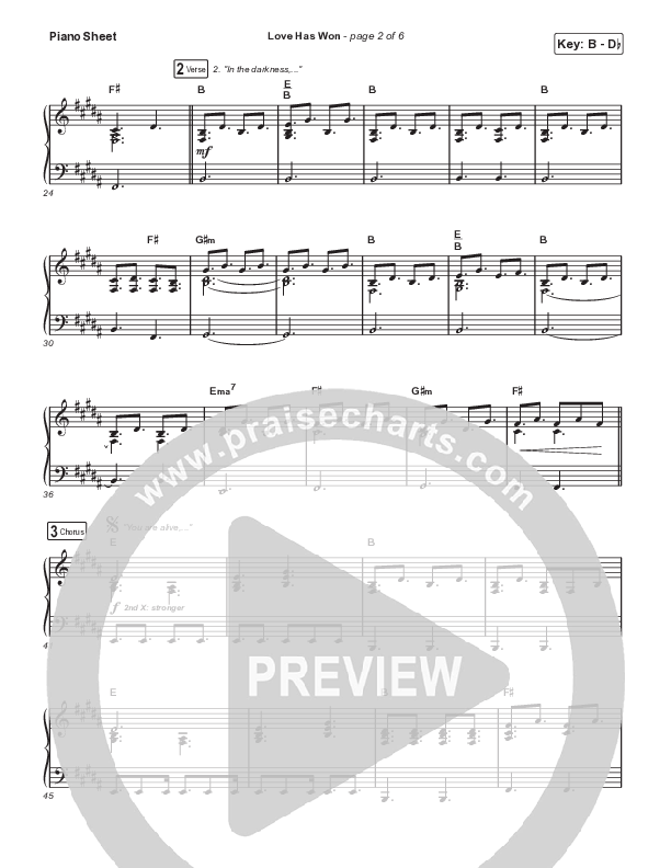 Love Has Won Piano Sheet (Central Live)