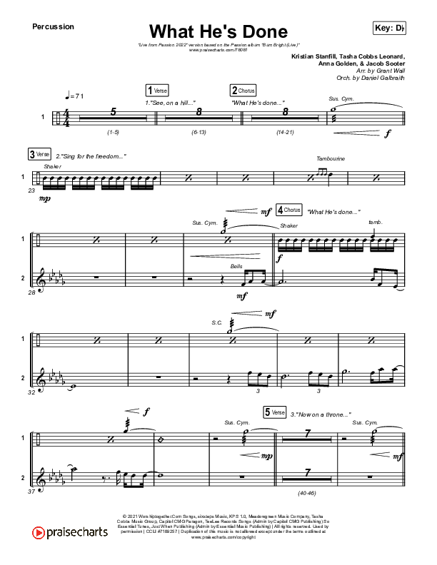 What He's Done (Live From Passion 2022) Percussion (Passion / Kristian Stanfill / Anna Golden / Tasha Cobbs Leonard)