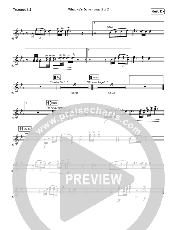 What He's Done (Live From Passion 2022) Trumpet 1,2 (Passion / Kristian Stanfill / Anna Golden / Tasha Cobbs Leonard)