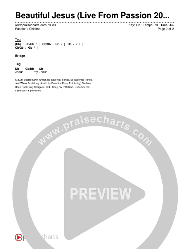 Beautiful Jesus (Live From Passion 2022) Chords & Lyrics (Passion / Chidima)