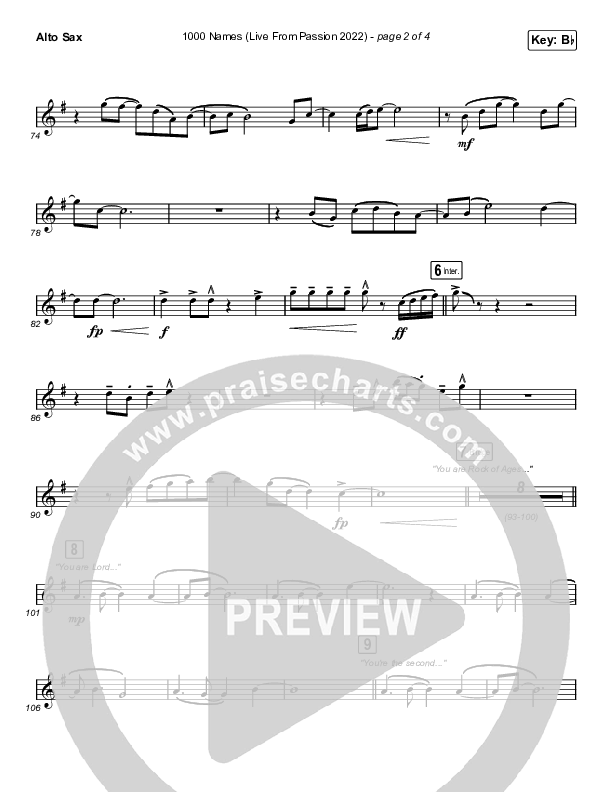 1000 Names (Live From Passion 2022) Alto Sax (Passion / Sean Curran)