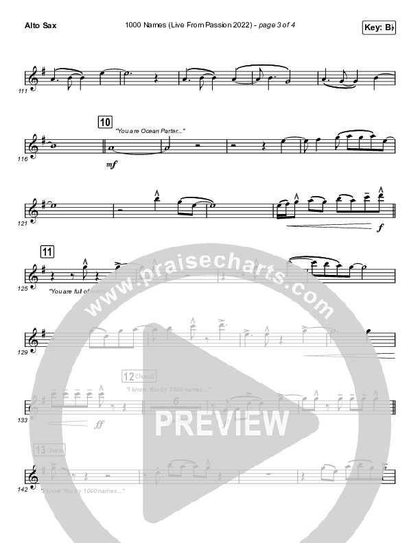 1000 Names (Live From Passion 2022) Alto Sax (Passion / Sean Curran)