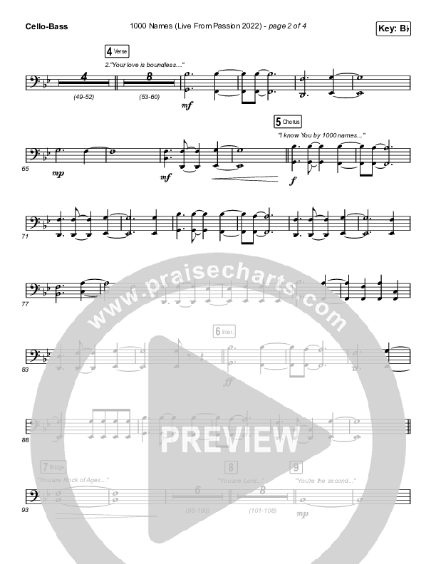 1000 Names (Live From Passion 2022) Cello/Bass (Passion / Sean Curran)