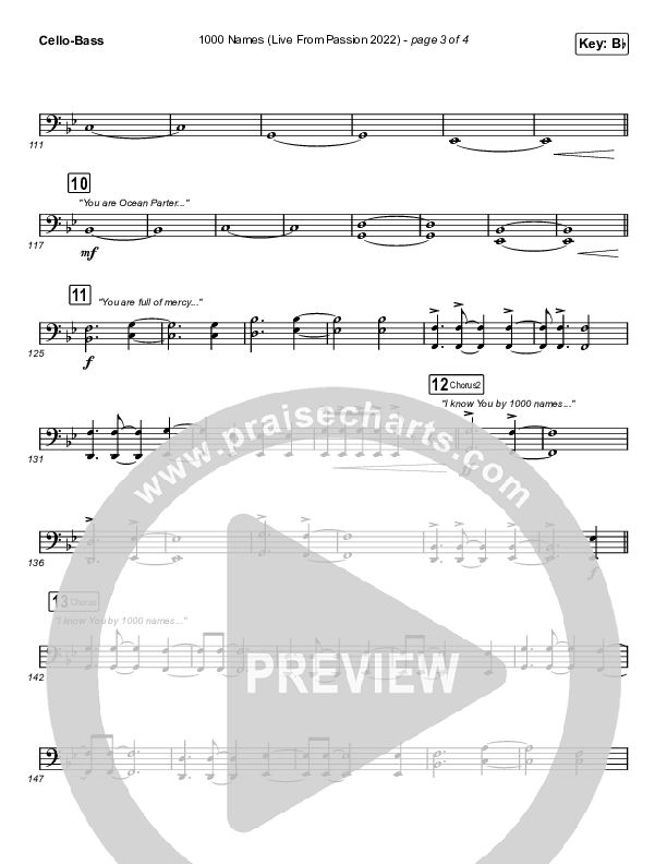 1000 Names (Live From Passion 2022) Cello/Bass (Passion / Sean Curran)
