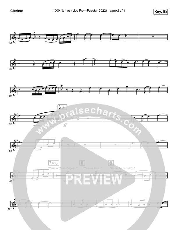 1000 Names (Live From Passion 2022) Clarinet (Passion / Sean Curran)