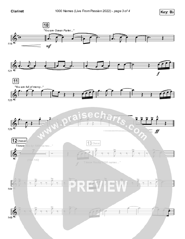 1000 Names (Live From Passion 2022) Clarinet (Passion / Sean Curran)