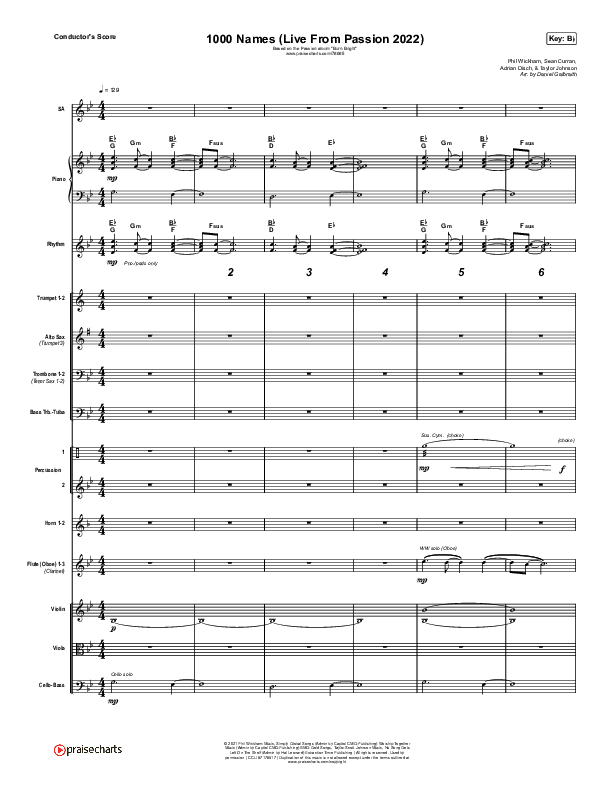 1000 Names (Live From Passion 2022) Conductor's Score (Passion / Sean Curran)