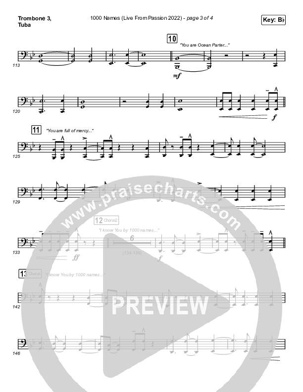 1000 Names (Live From Passion 2022) Trombone 3/Tuba (Passion / Sean Curran)