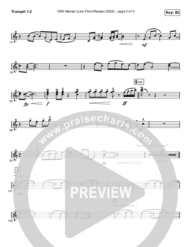 1000 Names (Live From Passion 2022) Trumpet 1,2 (Passion / Sean Curran)