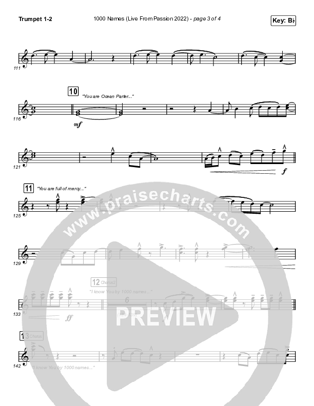 1000 Names (Live From Passion 2022) Trumpet 1,2 (Passion / Sean Curran)