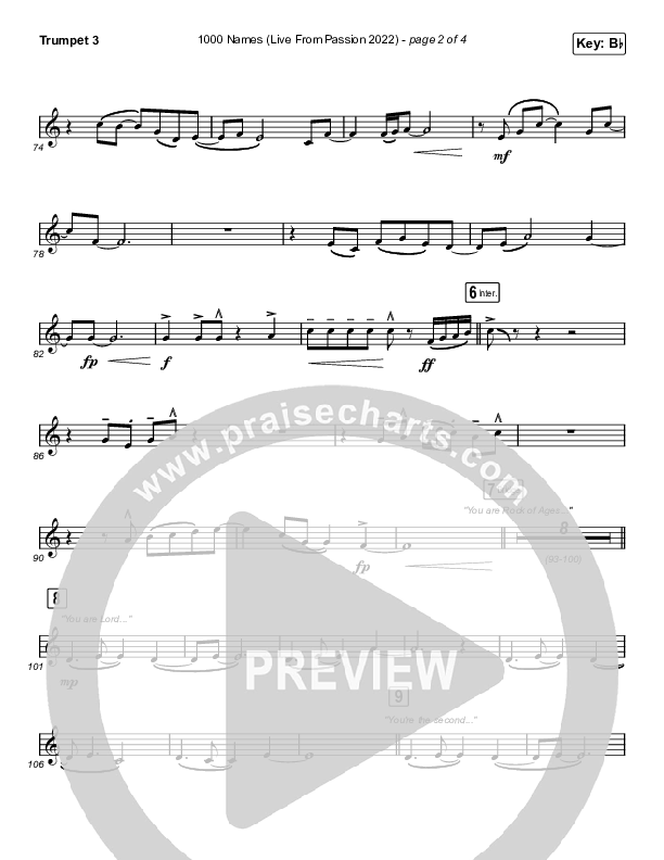 1000 Names (Live From Passion 2022) Trumpet 3 (Passion / Sean Curran)