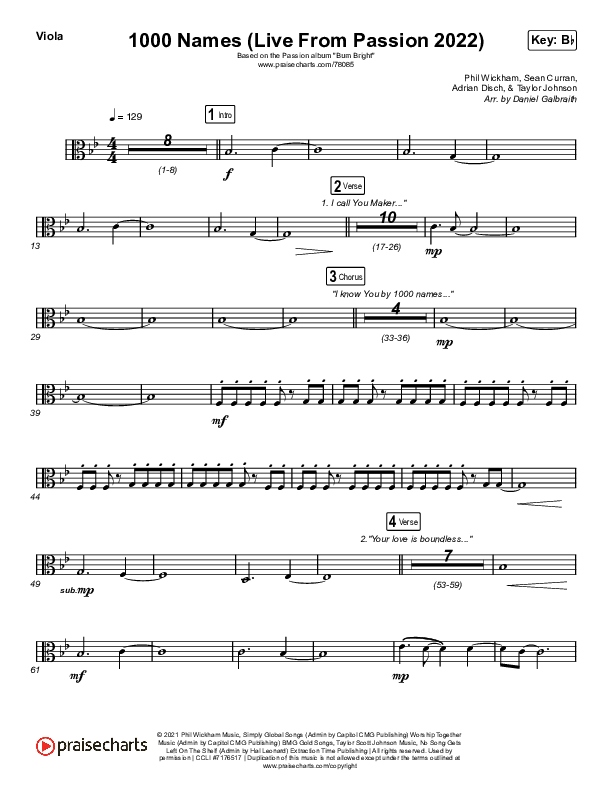 1000 Names (Live From Passion 2022) Viola (Passion / Sean Curran)