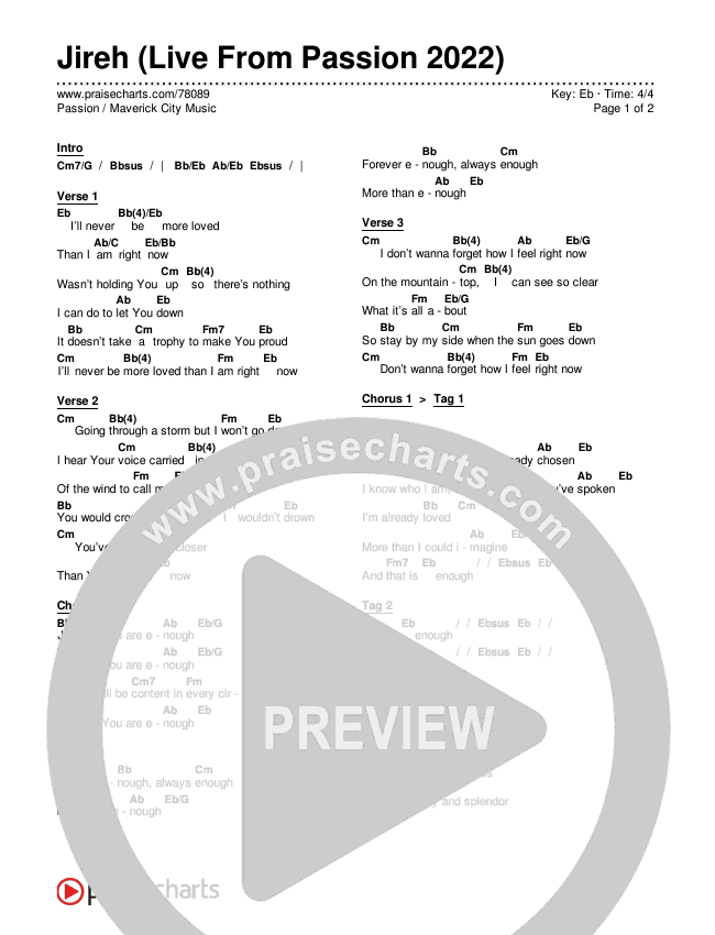 Jireh (Live From Passion 2022) Chords & Lyrics (Passion / Maverick City Music)