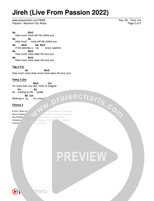 Jireh (Live From Passion 2022) Chords & Lyrics (Passion / Maverick City Music)