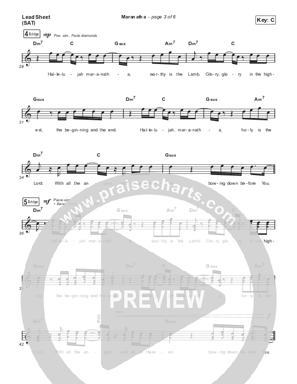 Maranatha (Live From Passion 2022) Lead Sheet (SAT) (Passion / Sean Curran)