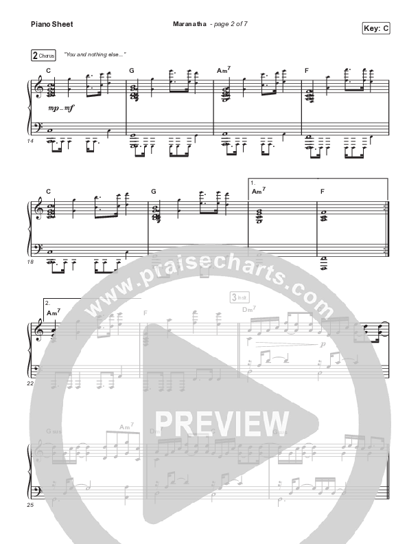 Maranatha (Live From Passion 2022) Piano Sheet (Passion / Sean Curran)