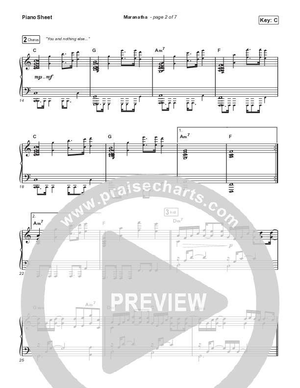 Maranatha (Live From Passion 2022) Piano Sheet (Passion / Sean Curran)