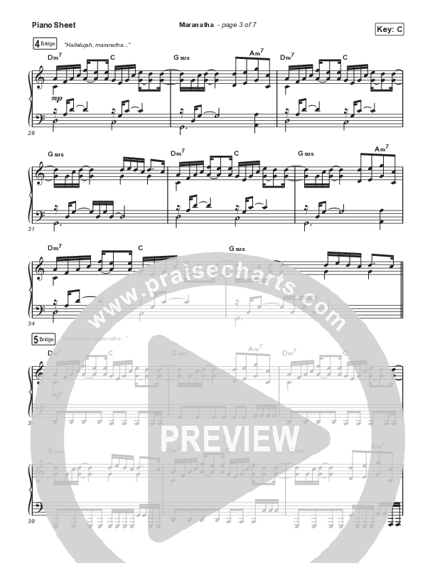 Maranatha (Live From Passion 2022) Piano Sheet (Passion / Sean Curran)
