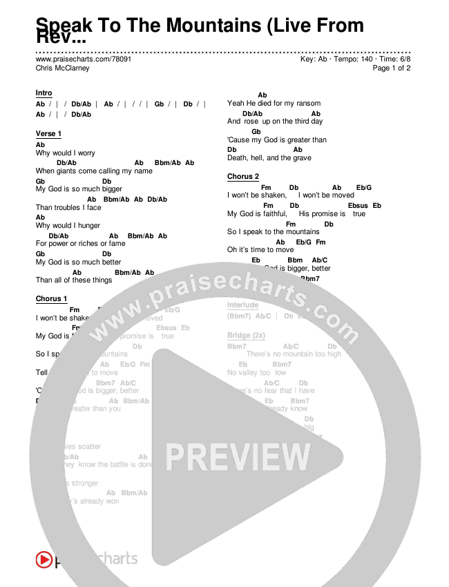Speak To The Mountains (Live From Revival Nights) Chords & Lyrics (Chris McClarney / Kim Walker-Smith)