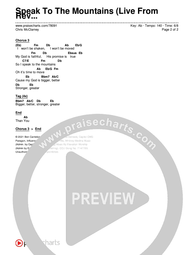 Speak To The Mountains (Live From Revival Nights) Chords & Lyrics (Chris McClarney / Kim Walker-Smith)