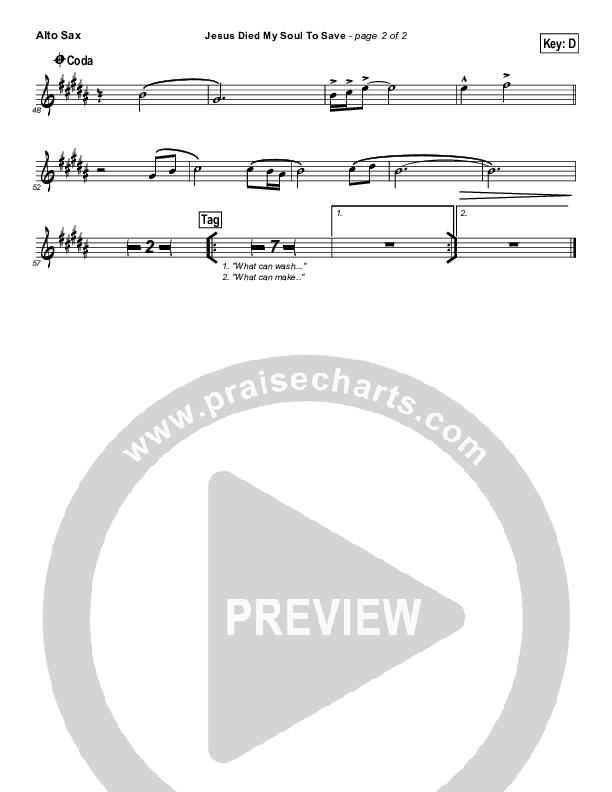 Jesus Died My Soul To Save Alto Sax (Pocket Full Of Rocks)