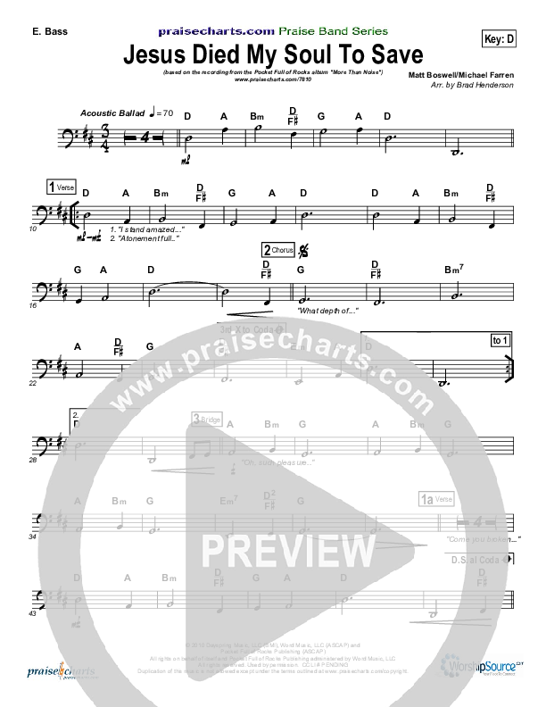 Jesus Died My Soul To Save Rhythm Chart (Pocket Full Of Rocks)