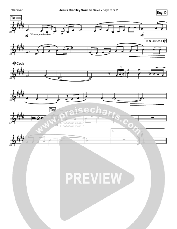 Jesus Died My Soul To Save Clarinet (Pocket Full Of Rocks)