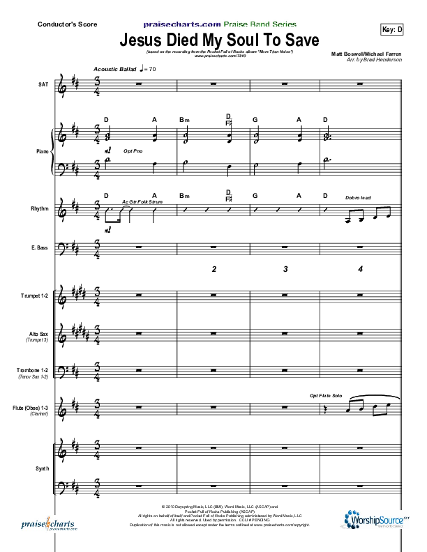 Jesus Died My Soul To Save Conductor's Score (Pocket Full Of Rocks)