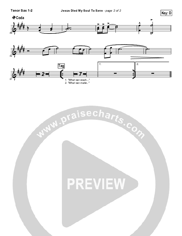 Jesus Died My Soul To Save Tenor Sax 1/2 (Pocket Full Of Rocks)