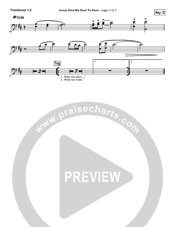 Jesus Died My Soul To Save Trombone 1/2 (Pocket Full Of Rocks)