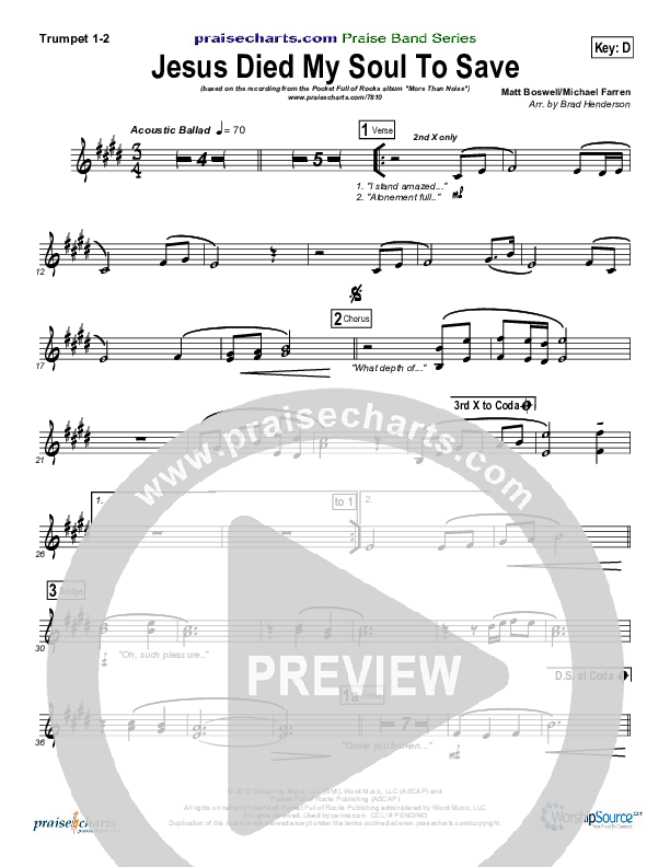 Jesus Died My Soul To Save Trumpet 1,2 (Pocket Full Of Rocks)