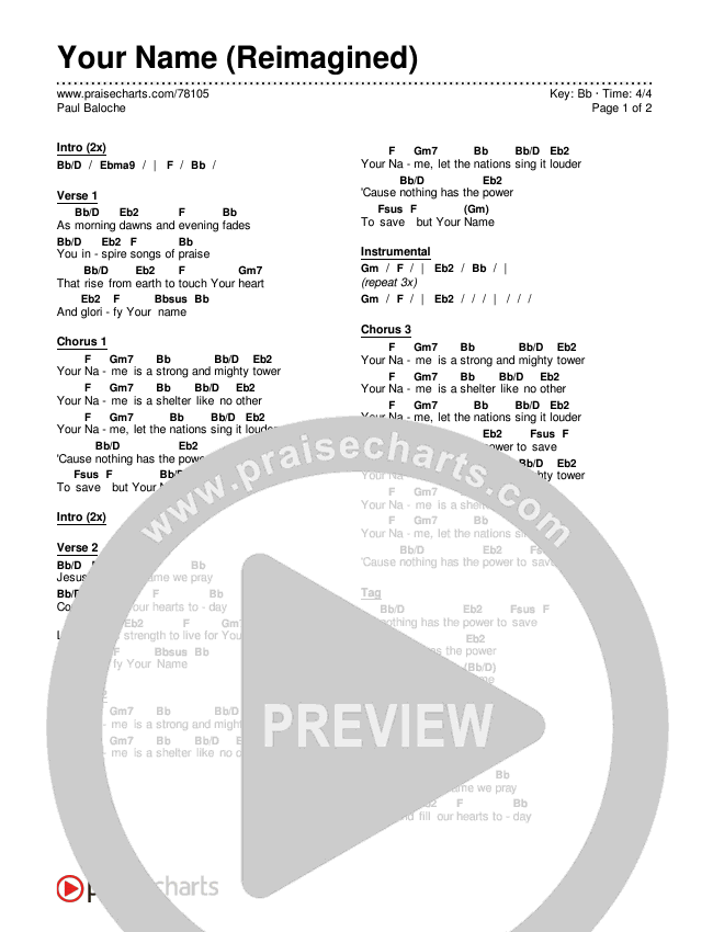 Your Name (Reimagined) Chords & Lyrics (Paul Baloche)
