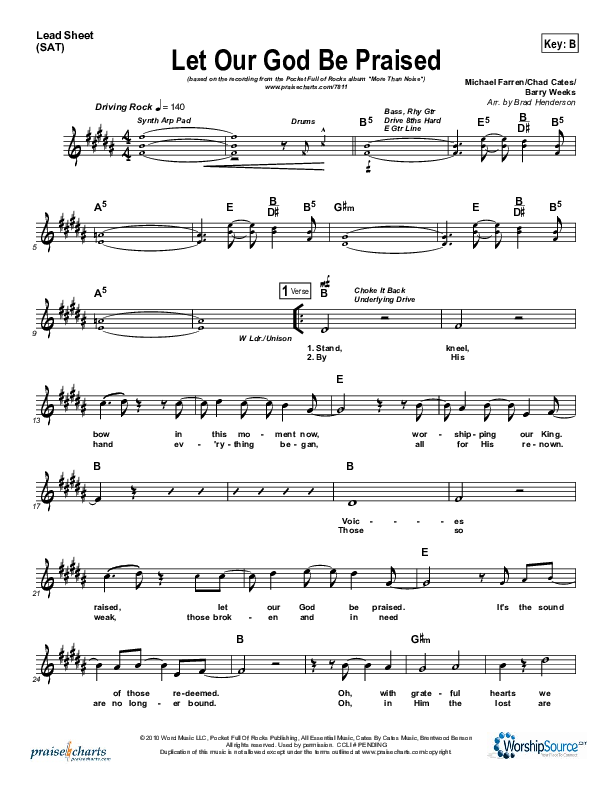 Let Our God Be Praised Lead Sheet (Pocket Full Of Rocks)