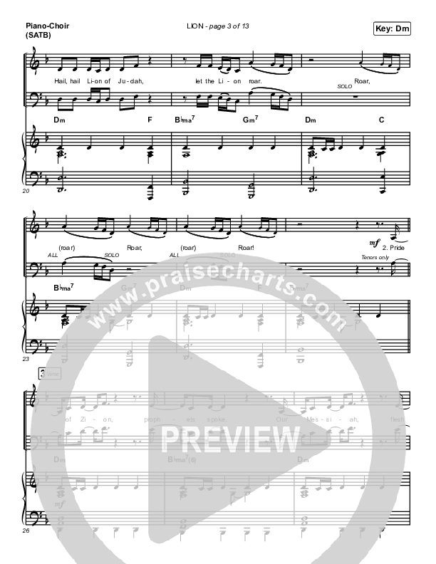 LION Piano/Vocal (SATB) (Elevation Worship / Chris Brown / Brandon Lake)