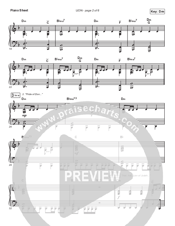 LION Piano Sheet (Elevation Worship / Chris Brown / Brandon Lake)
