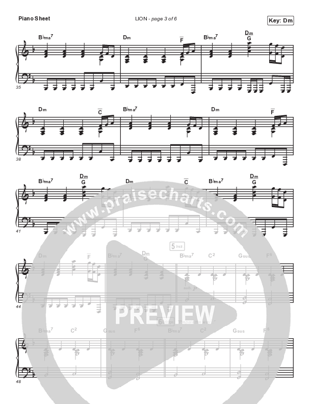 LION Piano Sheet (Elevation Worship / Chris Brown / Brandon Lake)