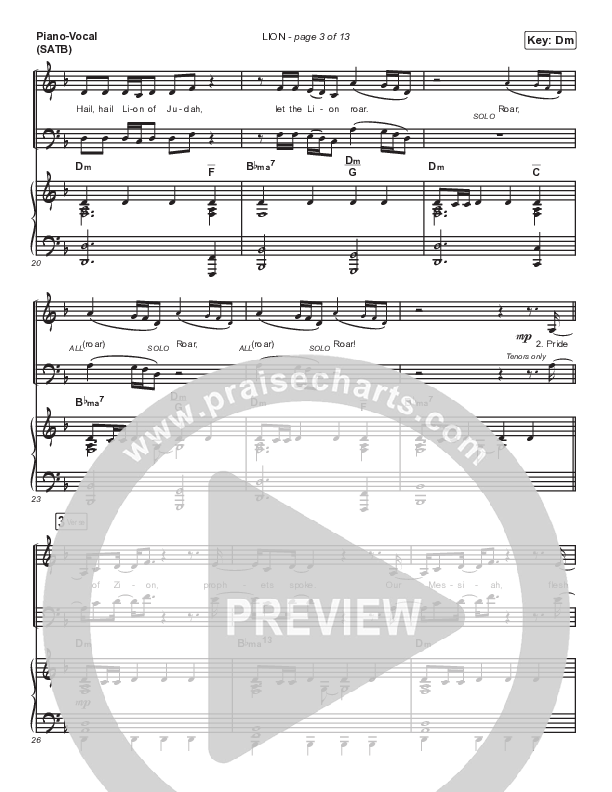 LION Piano/Vocal (SATB) (Elevation Worship / Chris Brown / Brandon Lake)