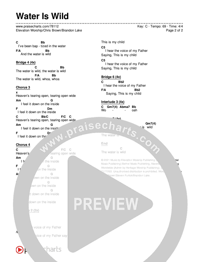 Water Is Wild Chords & Lyrics (Elevation Worship / Chris Brown / Brandon Lake)