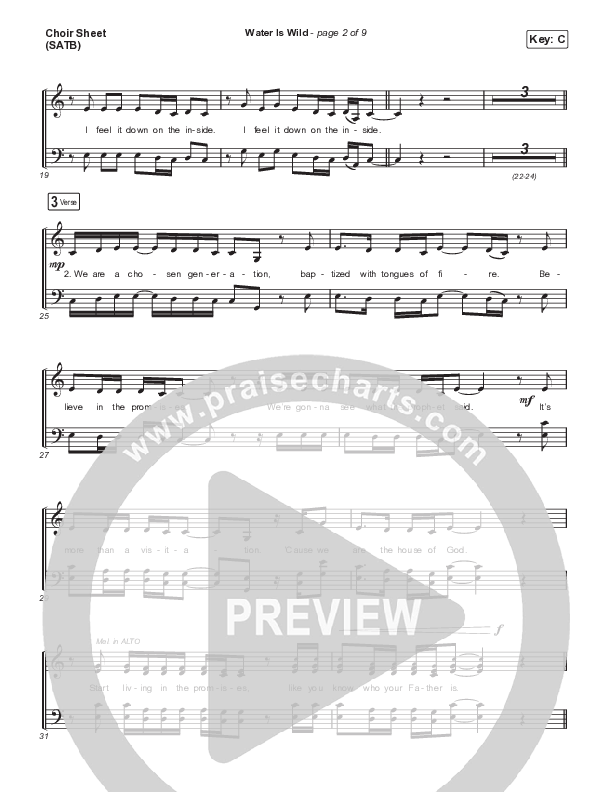 Water Is Wild Choir Sheet (SATB) (Elevation Worship / Chris Brown / Brandon Lake)