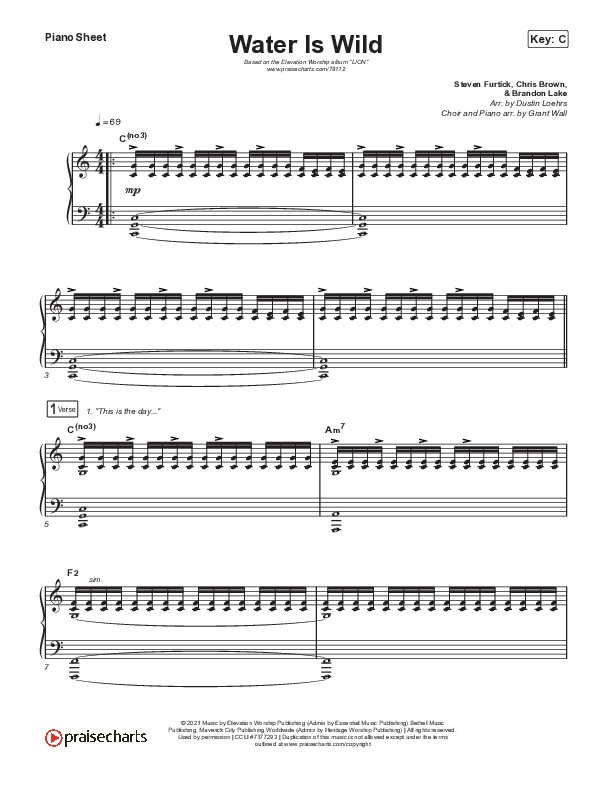 Water Is Wild Piano Sheet (Elevation Worship / Chris Brown / Brandon Lake)