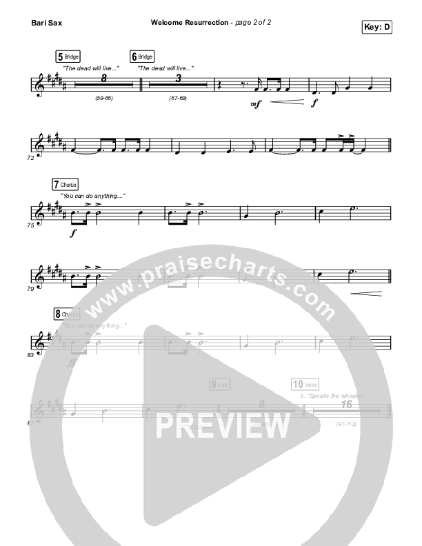 Welcome Resurrection Bari Sax (Elevation Worship / Chris Brown)